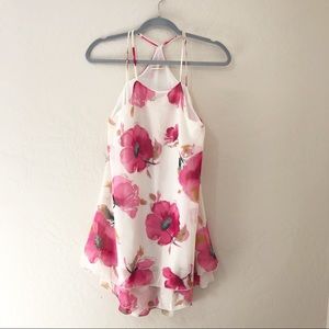 White w pink floral prints cute dress- Peach Royal